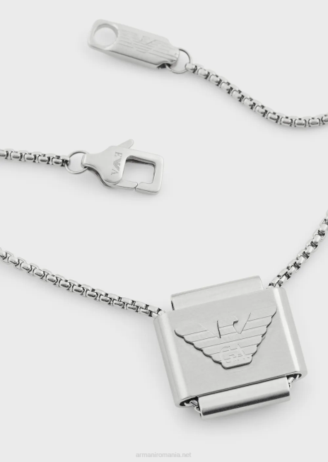 bărbați R802G2078 colier cu pandantiv din oțel inoxidabil Armani argint