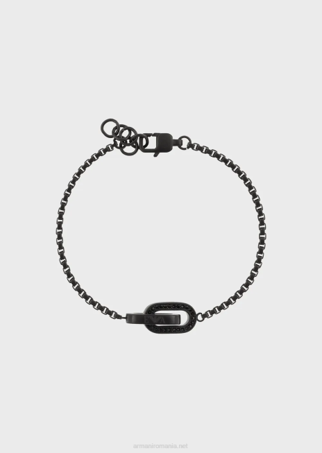 bărbați R802G2080 brățară cu lanț din oțel inoxidabil de culoare neagră Armani aur roz