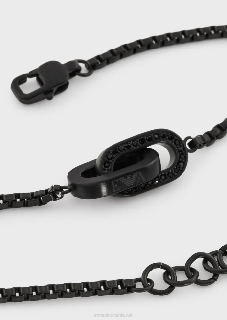 bărbați R802G2080 brățară cu lanț din oțel inoxidabil de culoare neagră Armani aur roz