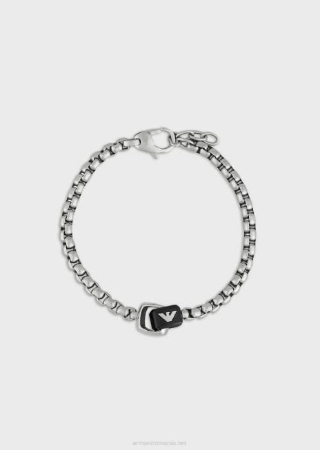 bărbați R802G2087 brățară cu lanț din oțel inoxidabil Armani negru argintiu