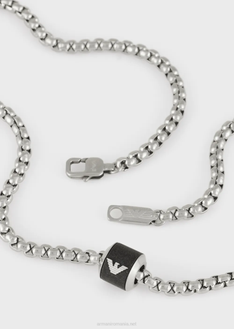 bărbați R802G2089 colier cu lanț de marmură neagră Armani