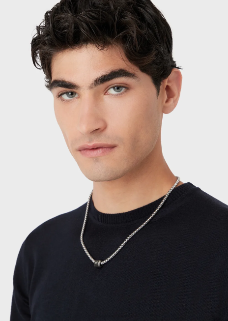 bărbați R802G2089 colier cu lanț de marmură neagră Armani