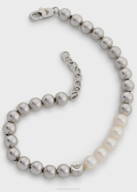 bărbați R802G2090 brățară din alamă argintiu cu margele Armani argint