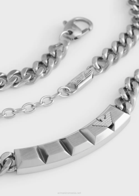 bărbați R802G2092 colier cu lanț din oțel inoxidabil Armani argint