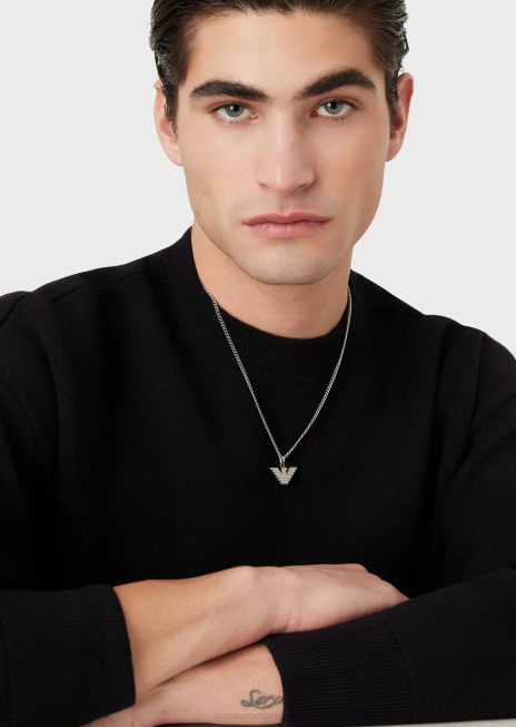 bărbați R802G2110 colier cu pandantiv din oțel inoxidabil Armani