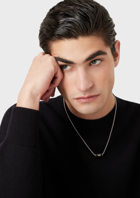 bărbați R802G2111 colier cu lant negru mat lac Armani