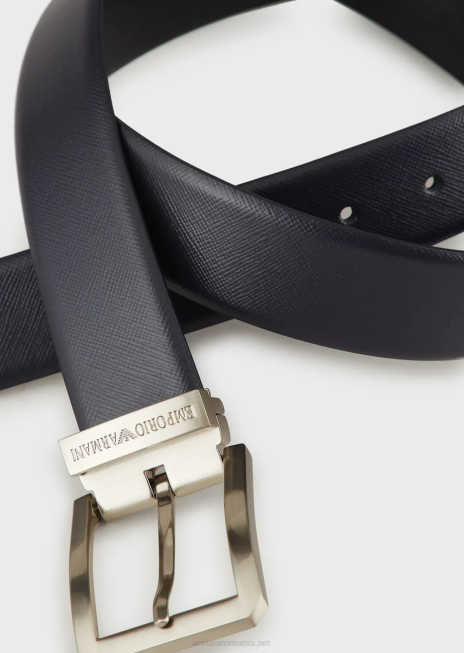 bărbați R802G2026 centura reversibila din piele saffiano Armani albastru