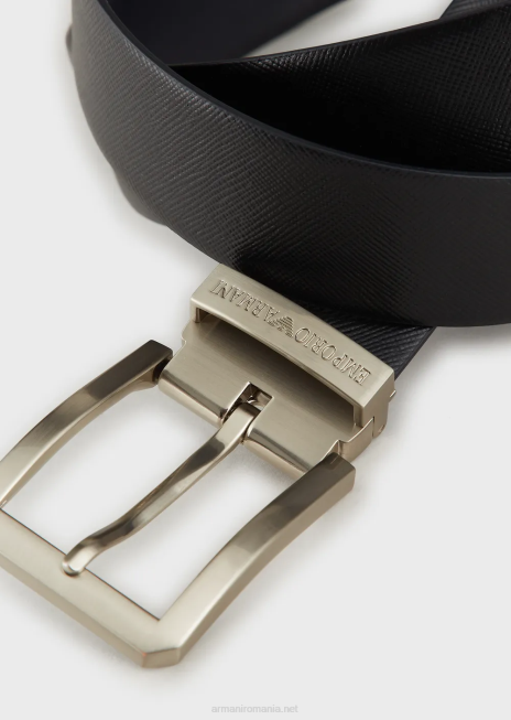 bărbați R802G2026 centura reversibila din piele saffiano Armani albastru