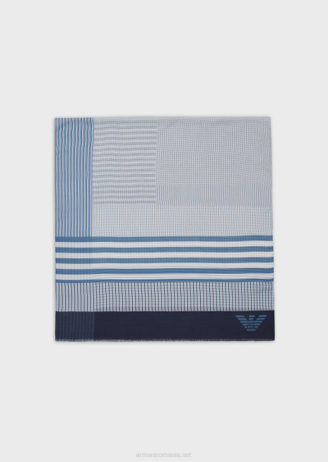 bărbați R802G2115 stolă modală cu efect mozaic Armani albastru marin