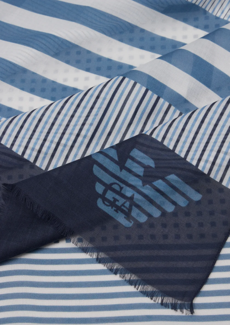 bărbați R802G2115 stolă modală cu efect mozaic Armani albastru marin