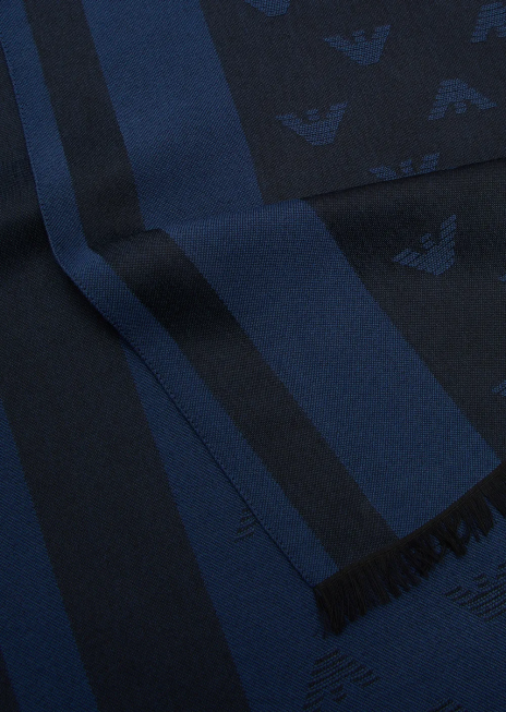 bărbați R802G2117 eșarfă din amestec de lână cu vultur și dungi Armani