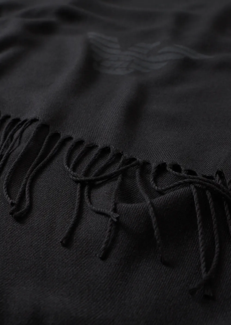 bărbați R802G2127 eșarfă cu franjuri cu imprimeu vultur Armani negru