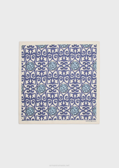 bărbați R802G2131 Foulard din bumbac organic cu imprimeu sustainable collection Armani albastru marin