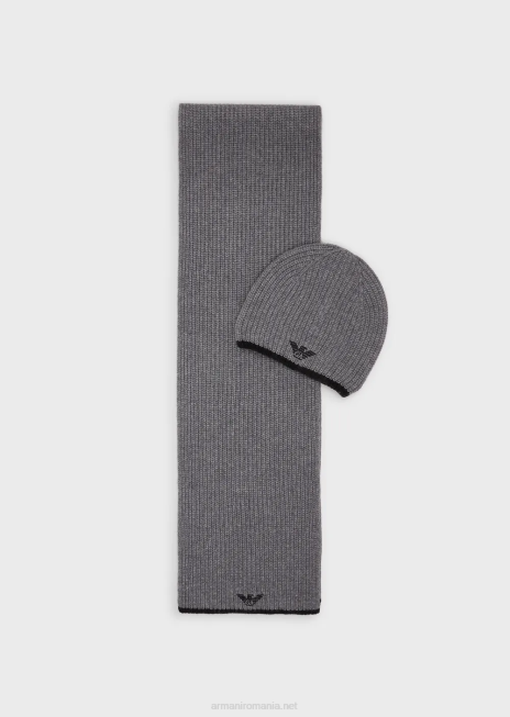 bărbați R802G2134 set palarie si esarfa cu vultur brodat Armani