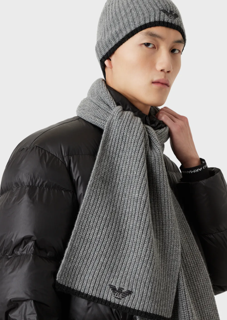 bărbați R802G2134 set palarie si esarfa cu vultur brodat Armani