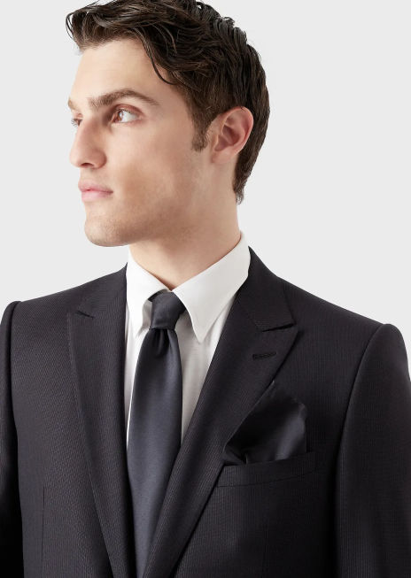 bărbați R802G2137 pătrat de buzunar din mătase în stil otoman Armani albastru marin