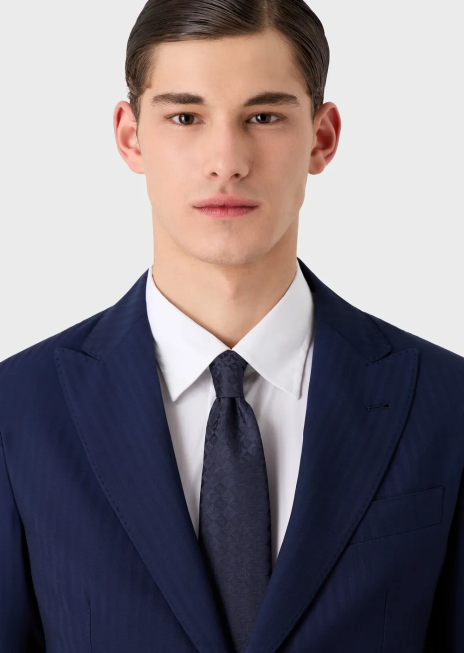 bărbați R802G2143 vultur de mătase pură și cravată jacquard cu carouri Armani