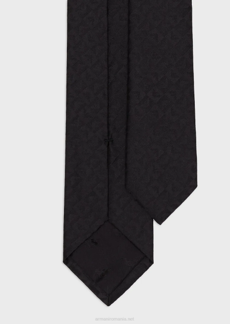 bărbați R802G2144 cravată jacquard cu monogramă din mătase pură Armani