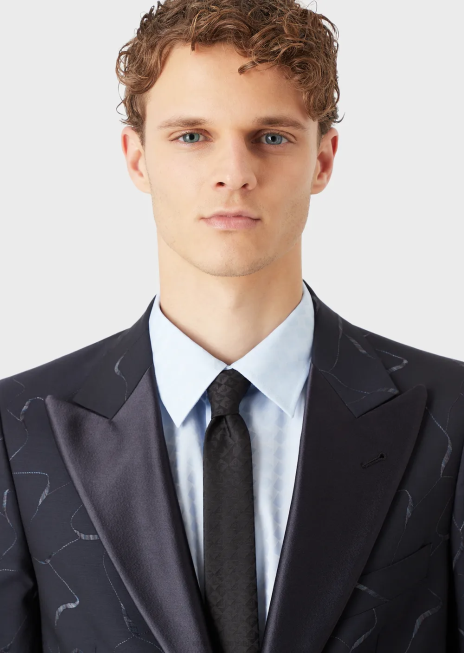 bărbați R802G2144 cravată jacquard cu monogramă din mătase pură Armani