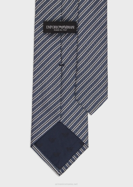 bărbați R802G2146 cravată din pură mătase jacquard în dungi Armani albastru
