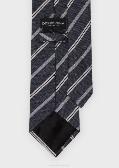 bărbați R802G2148 cravată din pură mătase jacquard în dungi Armani gri închis