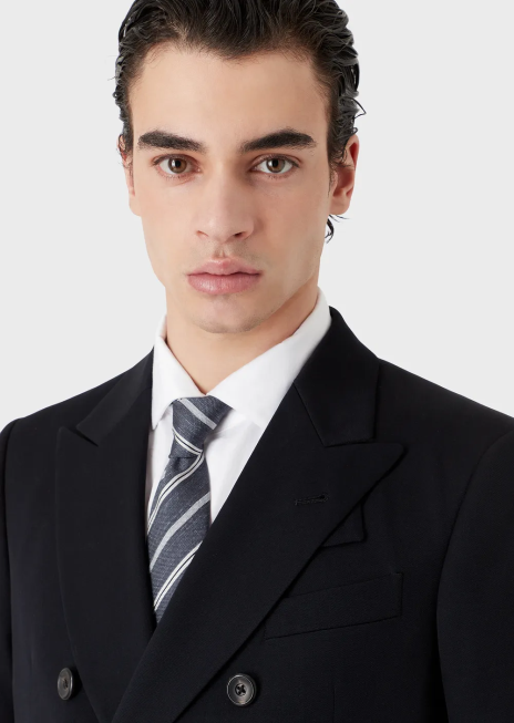 bărbați R802G2148 cravată din pură mătase jacquard în dungi Armani gri închis