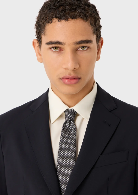 bărbați R802G2155 cravată din mătase pură cu micro-model jacquard Armani negru