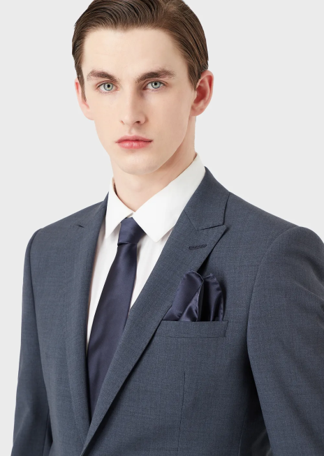 bărbați R802G2156 pătrat de buzunar din mătase pură cu micro-motiv jacquard Armani