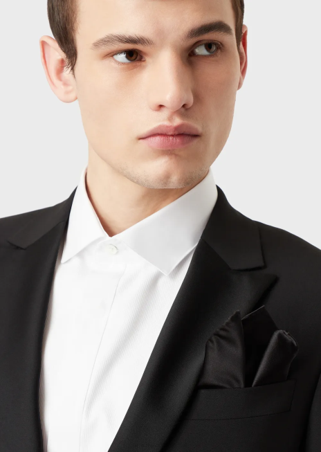 bărbați R802G2157 pătrat de buzunar din mătase pură cu micro-motiv jacquard Armani