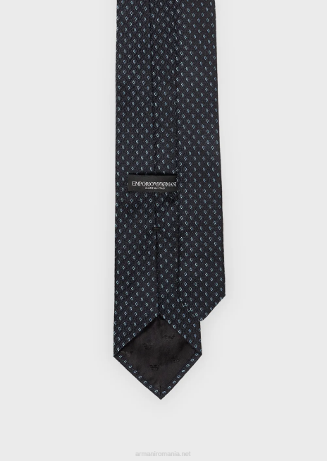 bărbați R802G2158 cravată jacquard din mătase pură cu micro-model de diamante Armani
