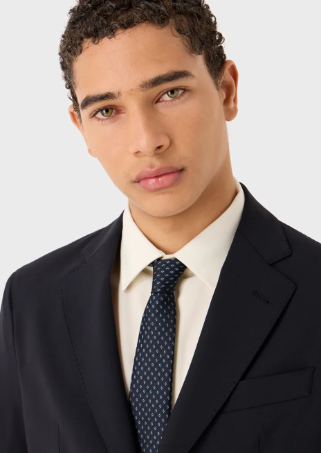 bărbați R802G2159 cravată jacquard din mătase pură cu micro-model de diamante Armani