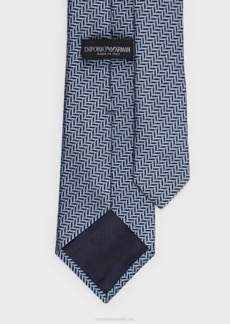 bărbați R802G2160 cravată din jacquard din mătase pură în două tonuri Armani azur