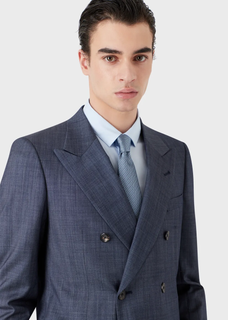 bărbați R802G2160 cravată din jacquard din mătase pură în două tonuri Armani azur