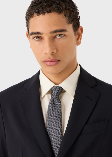 bărbați R802G2161 cravată din jacquard din mătase pură în două tonuri Armani gri