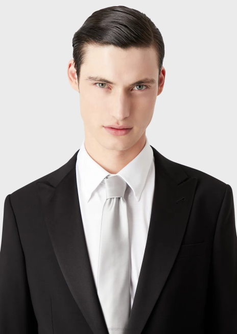 bărbați R802G2163 cravată de mătase pură Armani argint