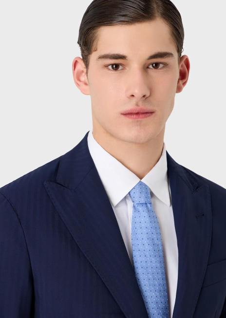 bărbați R802G2170 cravată din amestec de mătase jacquard cu efect șifonat Armani albastru