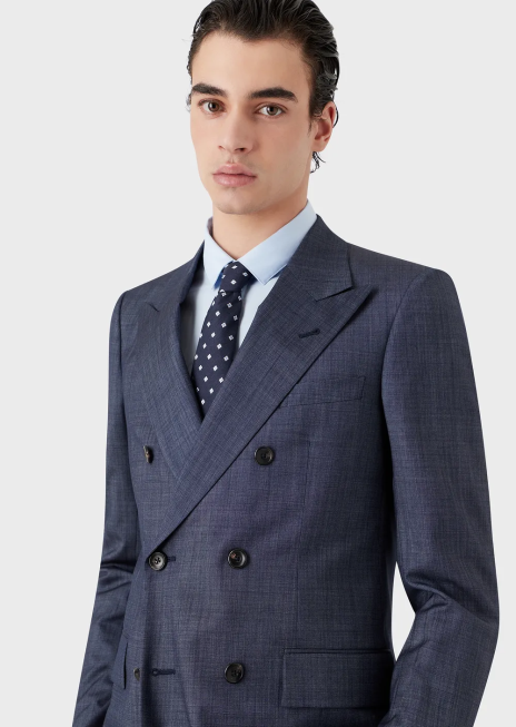 bărbați R802G2172 cravată jacquard din amestec de mătase și in Armani albastru