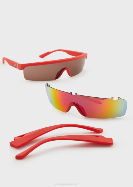 bărbați R802G2276 ochelari de soare dreptunghiulari cu lentile interschimbabile Armani portocale