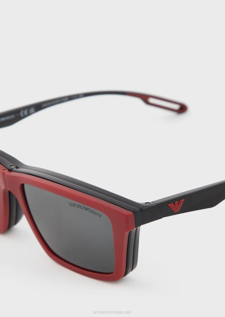 bărbați R802G2325 ochelari de soare dreptunghiulari cu lentile interschimbabile Armani negru