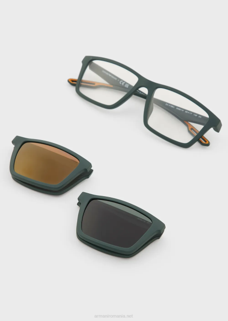 bărbați R802G2339 ochelari de soare dreptunghiulari cu lentile interschimbabile Armani padure verde