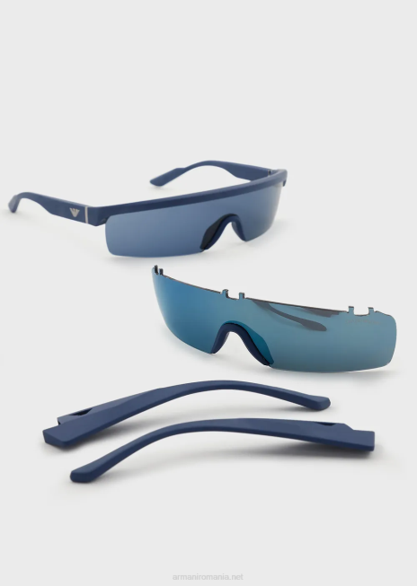 bărbați R802G2349 ochelari de soare dreptunghiulari cu lentile interschimbabile Armani albastru