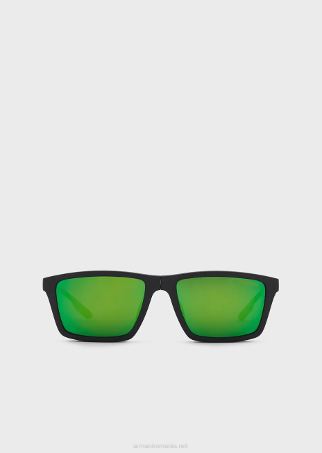 bărbați R802G2363 ochelari de soare dreptunghiulari cu lentile interschimbabile Armani negru