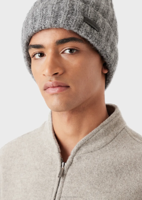 bărbați R802G2038 căciulă din amestec de lână mohair cu nervuri supradimensionate Armani