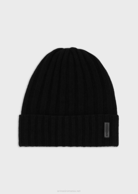 bărbați R802G2039 beanie cu nervuri din amestec de lână virgină Armani