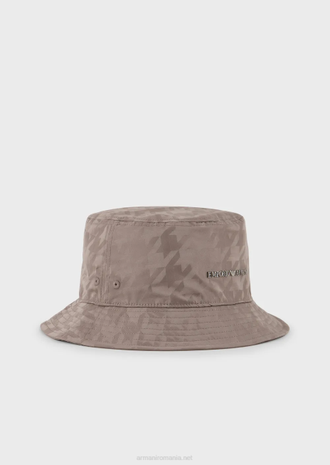 bărbați R802G2053 pălărie cloche din nailon jacquard supradimensionat Armani gri