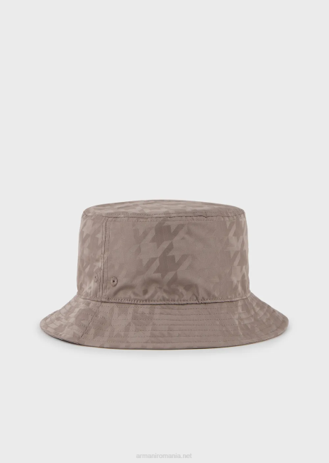 bărbați R802G2053 pălărie cloche din nailon jacquard supradimensionat Armani gri