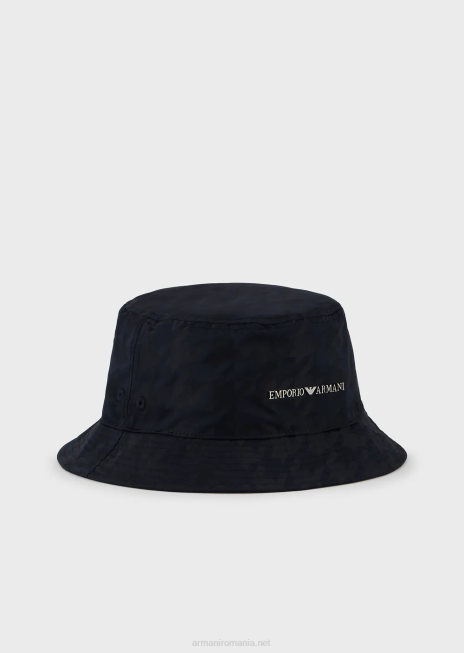bărbați R802G2054 pălărie cloche din nailon jacquard supradimensionat Armani albastru marin