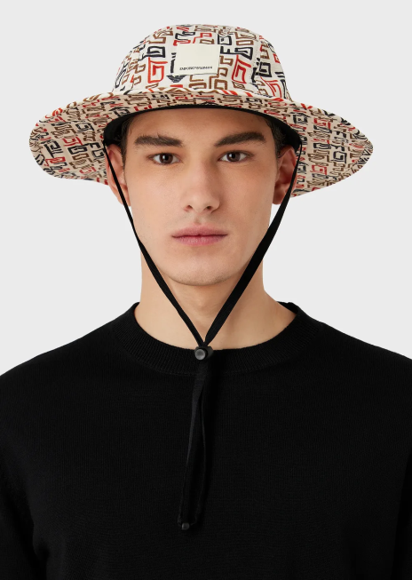 bărbați R802G2055 colecție durabilă pălărie din nylon ripstop reciclat Armani