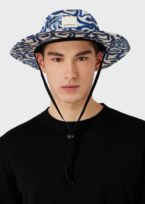 bărbați R802G2056 colecție durabilă pălărie din nylon ripstop reciclat Armani