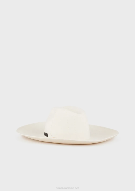 bărbați R802G2057 pălărie fedora acoperită cu in Armani alb